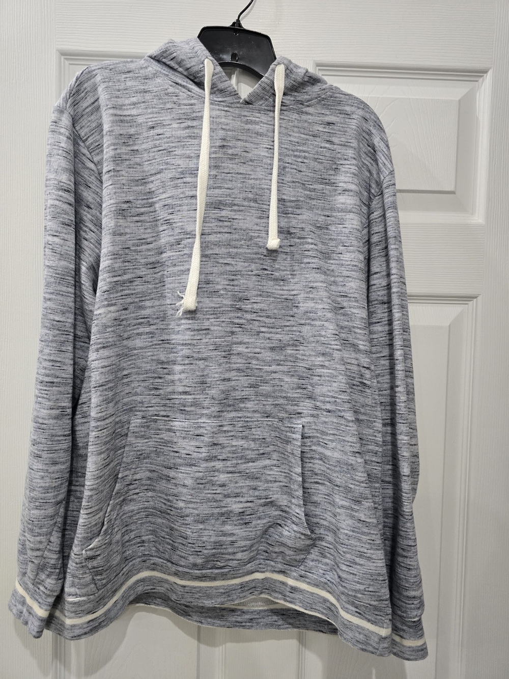 Men's Gray Marled Hooded Pullover Shirt Size L